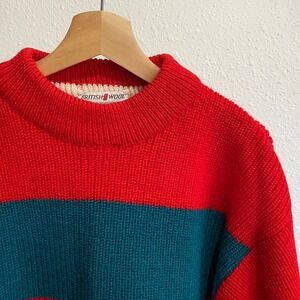 Vtg Lord Jeff British Worsted Wool multi Striped Sweater Mens Medium USA thick